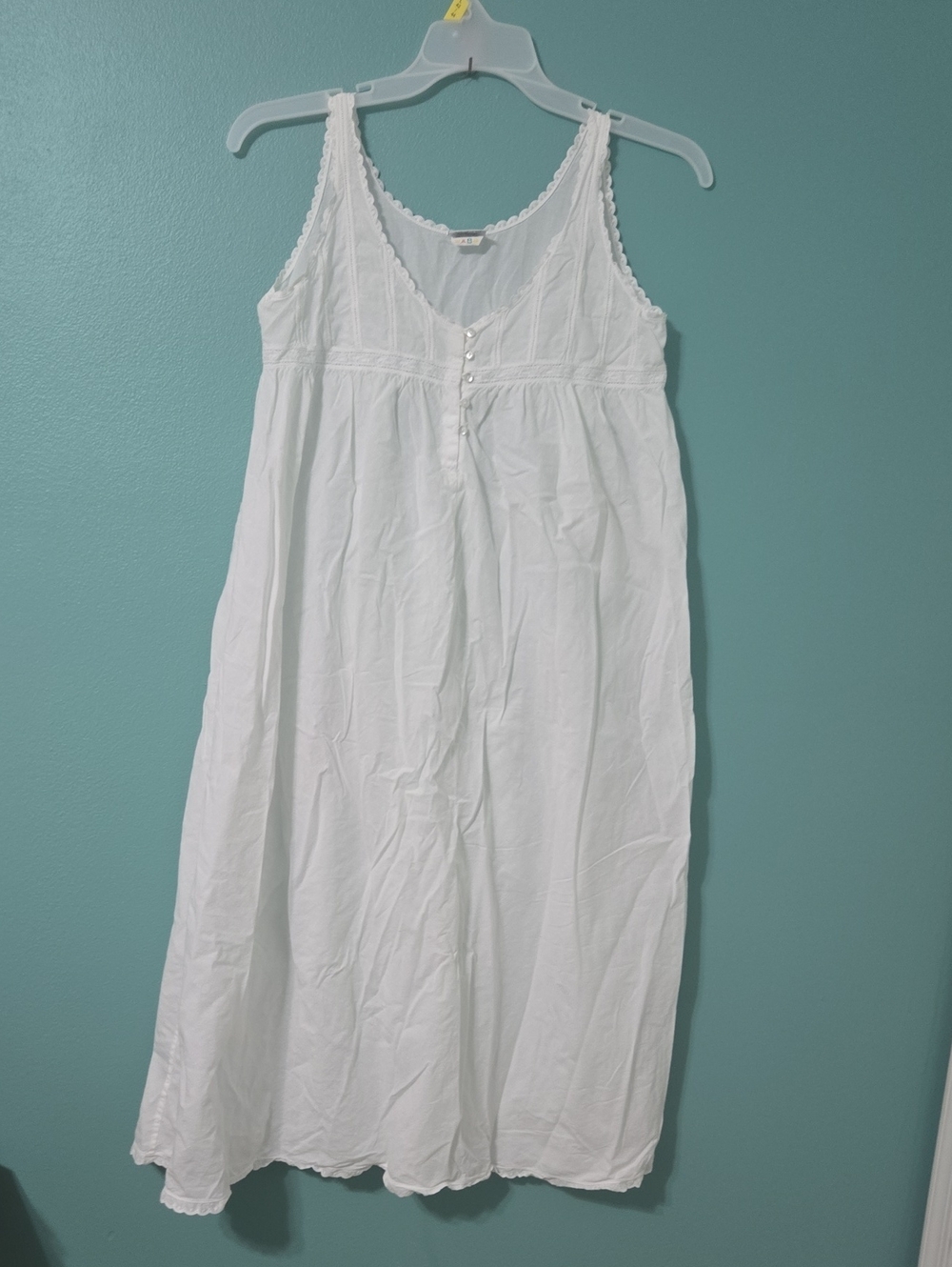 Thea White 100% Cotton Sleeveless Nightgown - Size S